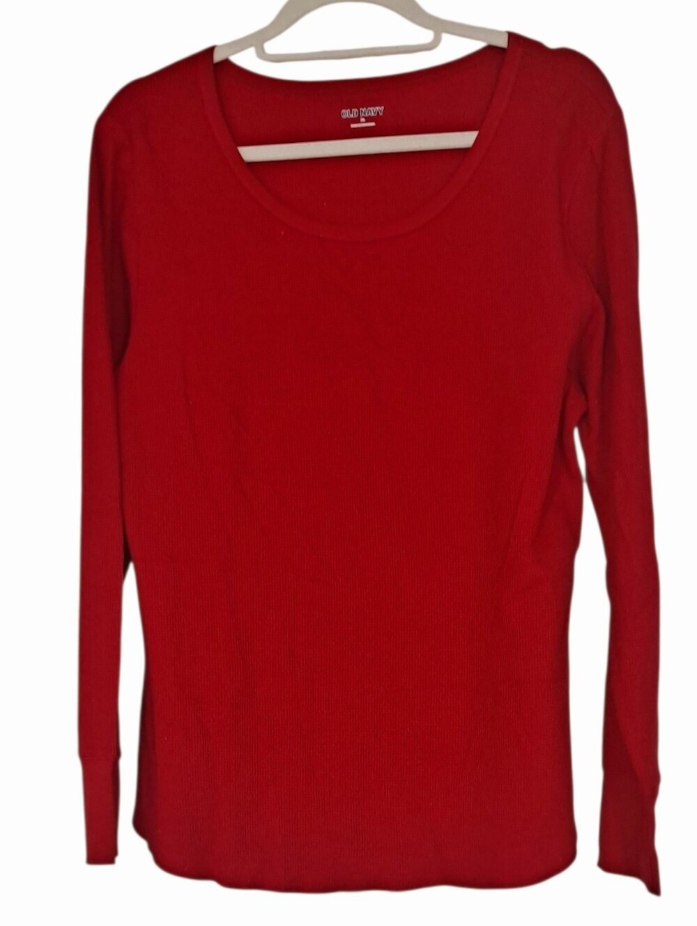 Old Navy Women's Thermal Knit Waffle Knit Solid Red Long Sleeve Top Size XL